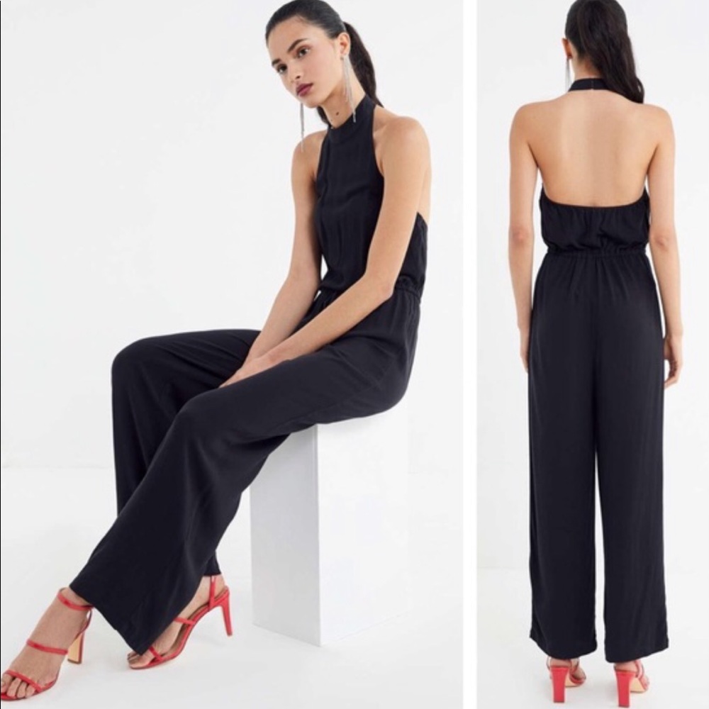 Urban Outfitters UO Black Halter Crepe Airy Jumpsuit S